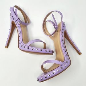 Pretty Little Thing Purple Studded Stiletto Heel 5